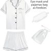 31EooG6mADL.jpg Couple Silk Satin Pajama Set Women & Men Short Sleeve 2pc Pjs Button Down Sleepwear Loungewear