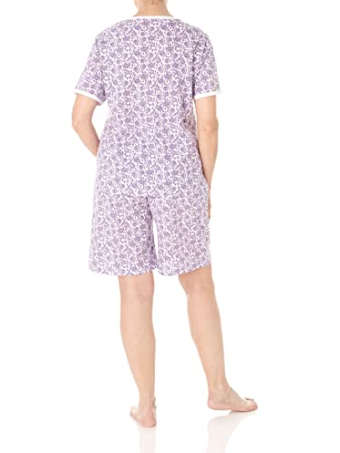 Print Knit PJ Sleepwear Two Piece Pajama Short Set for Women