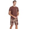 Men's Short Sleeve Pajama Set with Pockets 2-Piece Nightwear for Summer Lightweight Men's PJS