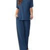 Lounge Sets for Women Casual Short Sleeve Pullover Tops Pocketed Comfy Wide Leg Pants