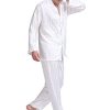 Mens Pajamas Set Satin Sleepwear Long Sleeve Loungewear Button-Down Pajamas for Men S-4XL