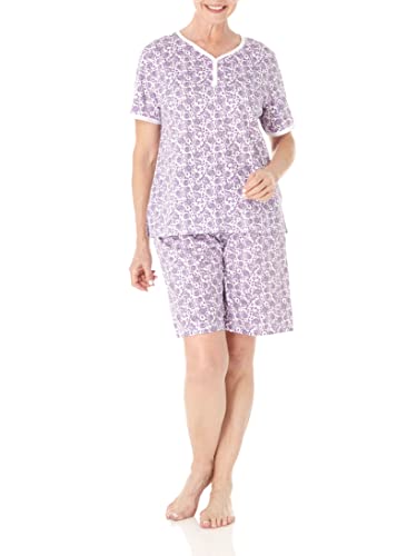 Print Knit PJ Sleepwear Two Piece Pajama Short Set for Women