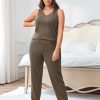 plus size 3 Piece Casual Cardigan Vest Pants Set, Women's Pajama Loungewear Set Casual Homewear Set