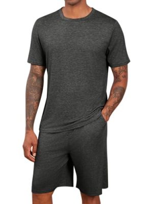 Mens Pajama Sets Short Sleeve T Shirts 2 Piece Shorts Lounge Sets PJ Summer Sleepwear