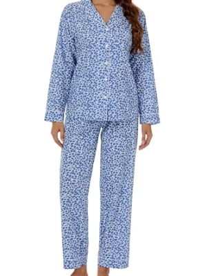 41HcDnsCy4L.jpg 100% Cotton Pajamas for Women 2 Piece PJ Set Woven Poplin Ladies Button Down Long Short Sleeve Printed Sleepwear S-XXL