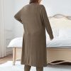 plus size 3 Piece Casual Cardigan Vest Pants Set, Women's Pajama Loungewear Set Casual Homewear Set