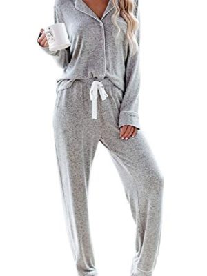 Women's Pajama Sets Long Sleeve Button Down Sleepwear Nightwear Soft Pjs Lounge Sets