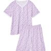 Print Knit PJ Sleepwear Two Piece Pajama Short Set for Women
