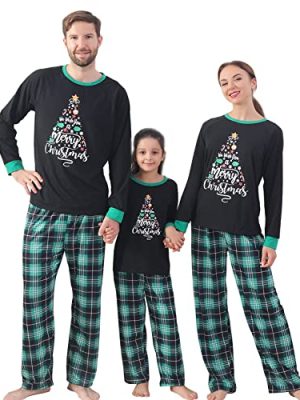 Family Pajamas Matching Sets, Cute Christmas Printed 2 Piece Sleepwear, Holiday PJs Jammies for Couples/Women/Men