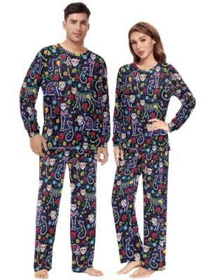 Flower Floral Trendy Unisex Pajamas Set Various of Background Long Sleeve 2 PCS Relax Nightwear Pjs for Men & Women