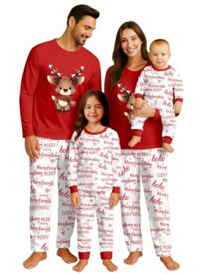 Family Christmas Pajamas Matching Sets Long Sleeve Tops Long Pants Women Sleepwear Holiday Men Pjs Loungewear